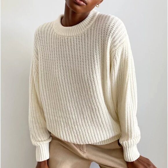 Wilfred Sweaters - Aritzia Wilfred Essential Chenille Sweater in Oak Cream